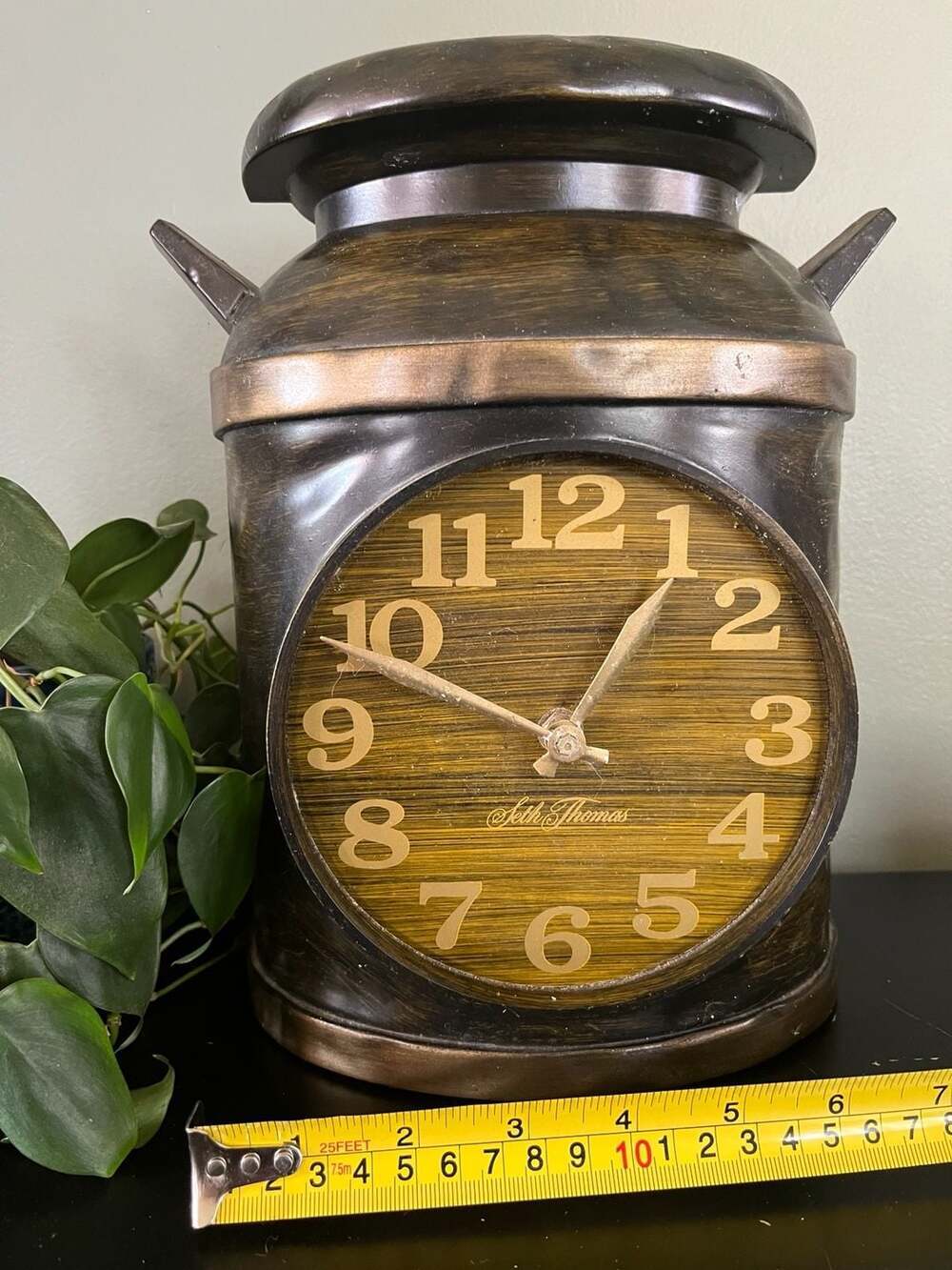 Vintage Seth Thomas Milk Maid Clock – Rustic Brown Milk Jug Decor 1970s - ,